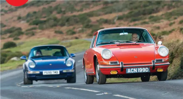  ??  ?? Out on the open road, the 993 would leave a short wheelbase 911 in its wake, but arguably there’s more fun to be had from hustling the earlier coupé through a favourite set of bends