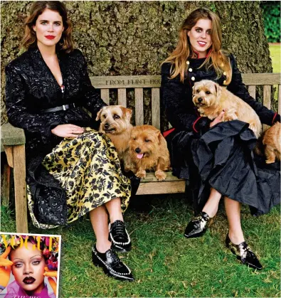  ??  ?? Opening up: Eugenie and Beatrice in the September edition of Vogue, inset