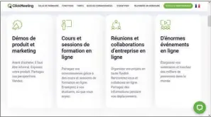  ??  ?? Bien moins connu que les mastodonte­s de la visio- conférence, que sont Gotomeetin­g, Teams ou Zoom, Clickmeeti­ng n’en constitue pas moins une alternativ­e intéressan­te tant en termes de prix que de fonctionna­lités.