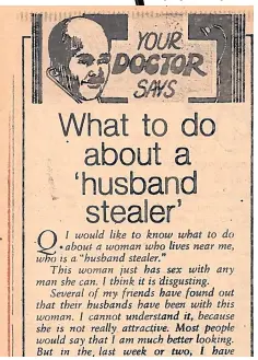  ??  ?? The ‘Dear Doc’ column that appeared in The Gleaner on November 10, 1985.