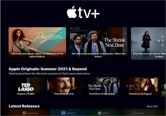  ??  ?? Apple’s relatively new TV+ service currently offers only a handful of original programmes