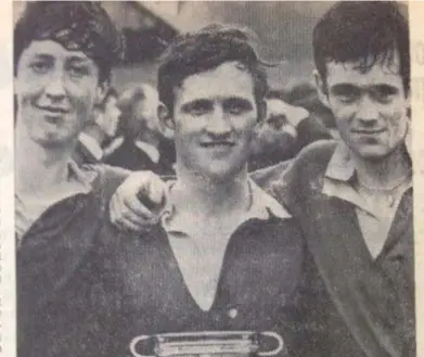  ??  ?? 1967.....Ardee men with the Fr Larry Murray Cup, Mattie Reilly with M Bennett and D Murray.
