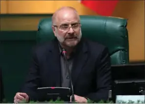  ?? (AFP) ?? Iranian Mohamad Bagher Ghalibaf speaks after being elected as parliament speaker at the Iranian parliament in Tehran.