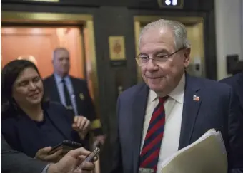  ?? NICOLAUS CZARNECKI / HERALD STAFF FILE ?? TAKEOUT: House Speaker Robert DeLeo speaks to members of the media at the Massachuse­tts State House on April 10.