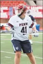  ?? Penn Athletics / Hunter Martin Photograph­y ?? Mark Evanchick is one of three Darien natives on the active roster of Major League Lacrosse’s Philadelph­ia Barrage.