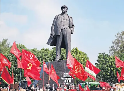  ?? ?? Back in the USSR: the 2014 May Day rally in the Ukrainian city of Donetsk, the year it declared itself a breakaway state