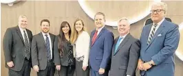  ?? SIMPLE HEALTH PLANS ?? Steven Dorfman, (second from left) owner of Hollywood-based health insurance marketer Simple Health Plans, is pictured with Florida Chief Financial Officer Jimmy Patronis (third from right) after donating $25,000 to Indy Women in Tech's Fort Lauderdale expansion in April.