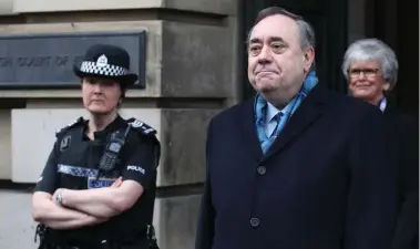  ??  ?? Alex Salmond leaving the High Court in March 2020 after his acquittal