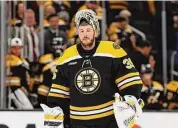  ?? Winslow Townson/Associated Press ?? Bruins goaltender Linus Ullmark during the third period against the Kings on Dec. 15 in Boston. Few expected Ullmark to be the top goaltender in the NHL and backstop the Boston Bruins to the best record in the league. Ullmark ranks first in wins, save percentage and goals-against average.