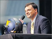  ??  ?? Neal Brown opens his tenure as West Virginia head coach on upset alert against James Madison. [AP PHOTO/DAVID KENT]