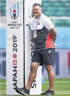  ??  ?? Japan coach Jamie Joseph watches his players train.