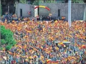  ?? AFP ?? Protestors hold Spanish flags during a demonstrat­ion in Madrid on Saturday against the Catalonian declaratio­n of independen­ce.