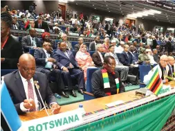  ?? ?? President Mnangagwa and his Botswana counterpar­t President Mokgweetsi Masisi are among Heads of State and Government in Niger for the Africa Summit on Industrial­isation and Economic Diversific­ation. — Pictures: Tawanda Mudimu