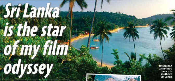  ??  ?? Unspoilt: A palm-lined beach in southern Sri Lanka