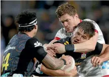  ??  ?? The Crusaders were forced to attempt a staggering 206 tackles against the Chiefs in Hamilton on Saturday night.