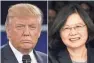  ?? AFP/GETTY IMAGES ?? Taiwanese leader Tsai Ing-wen called Donald Trump after his election.