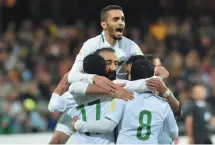  ??  ?? The Saudi team was the first Arab team to qualify to the World Cup