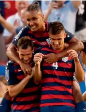  ?? — AFP — AFP ?? USA players celebrate after scoring against Nicaragua in their Concacaf Gold Cup match on Saturday.