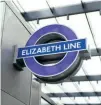  ?? ?? An Elizabeth Line roundel, which follows the same style as TfL’s Undergroun­d and Overground signage.