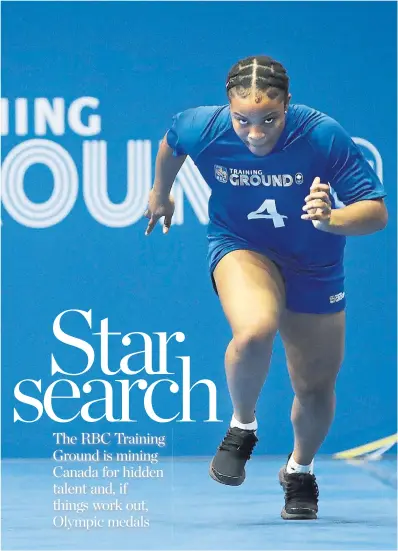  ?? RICHARD LAUTENS TORONTO STAR ?? Glory Ezeude, 22, goes through some warm-up drills at the Mattamy Athletic Centre before taking part in the RBC Training Ground, which connects athletes who might have been overlooked with sports they might not have considered.