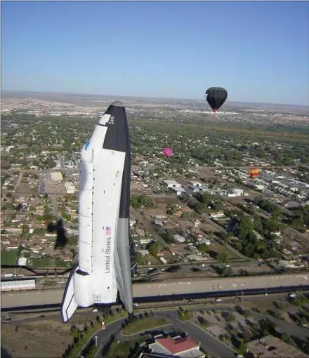  ?? SUBMITTED PHOTO ?? The nearly 20 story tall ‘Patriot’ Space Shuttle balloon will soar over Chester County Saturday July 20 to salute the 50th anniversar­y of the moon landing.