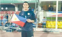  ??  ?? GOALKEEPER NEIL ETHERIDGE is part of the Azkals team seeing action against Oman in a FIFA internatio­nal friendly match on Oct. 13 in Doha, Qatar.