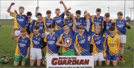  ??  ?? The Clúain O’Rahilly’s contingent celebratin­g their shield success.