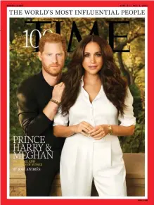  ?? ?? Prince Harry and Meghan Markle are on one of seven covers for the publicatio­n's 100 most influentia­l people list.