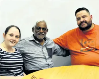  ??  ?? Promoting the child trauma workshop in Richards Bay are Marnique Venter, Ivan Naidoo and Pastor Nicohan Viljoen
