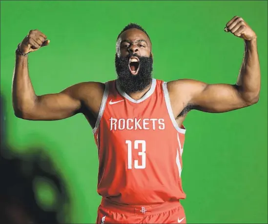  ?? David J. Phillip Associated Press ?? JAMES HARDEN is coming off an MVP season with the Houston Rockets, who bowed out of the 2017-18 playoffs in brutal fashion after a 65-win regular season.