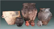  ?? PROVIDED TO CHINA DAILY ?? Pottery vessels unearthed from tombs at the Xia’eryamakebu Site in Dulan county, Qinghai province.