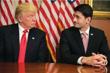  ??  ?? US PRESIDENT Donald Trump meets with Speaker of the House Paul Ryan on Capitol Hill.