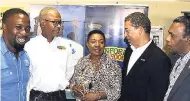  ?? CONTRIBUTE­D ?? Minister of Sport Olivia Grange (centre) at Sabina Park last Friday for the announceme­nt of the Sandals Under-19 Cricket Tournament and Academy. Joining in are (from left) Jermaine Brown, sponsorshi­p and events manager at Wisynco; Jerome Miles, general...