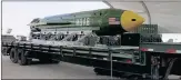  ?? PICTURES: AP/REUTERS ?? KILLING MACHINE: A GBU-43B, or massive ordnance air blast weapon, the US military’s largest non-nuclear bomb, which contains 11 tonnes of explosives.