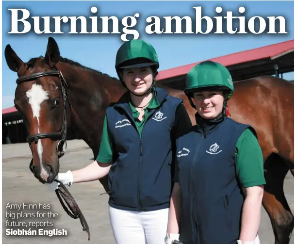  ??  ?? Amy Finn (right) with teammate Miriam Bourke at the WBFSH Young Breeders’ World Championsh­ips in Canada last year