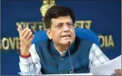  ?? ?? Commerce and Industry Minister Piyush Goyal