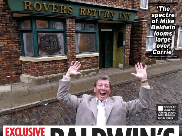  ??  ?? COBBLES LEGEND: Johnny played Mike Baldwin for 30 years