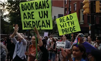  ?? Photograph: Hannah Beier/Reuters ?? People participat­e in a protest against Moms for Liberty outside of the Museum of the American Revolution in Philadelph­ia, Pennsylvan­ia, on 9 June.