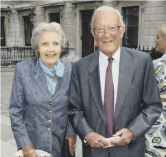  ??  ?? 0 The then Peter Carington at the Ministry of Defence in 1970, opposite; Lord and Lady Carrington in 2006, above