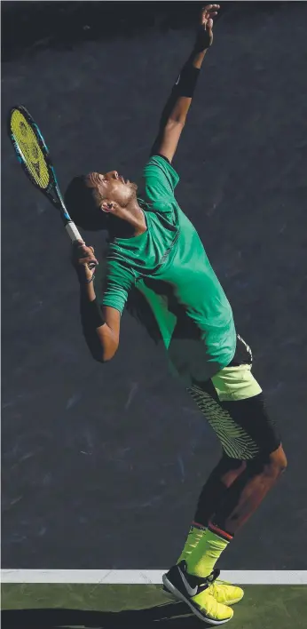  ?? Picture: GETTY IMAGES ?? Nick Kyrgios produced an impeccable display of power serving in his straight-sets win against Novak Djokovic at Indian Wells.