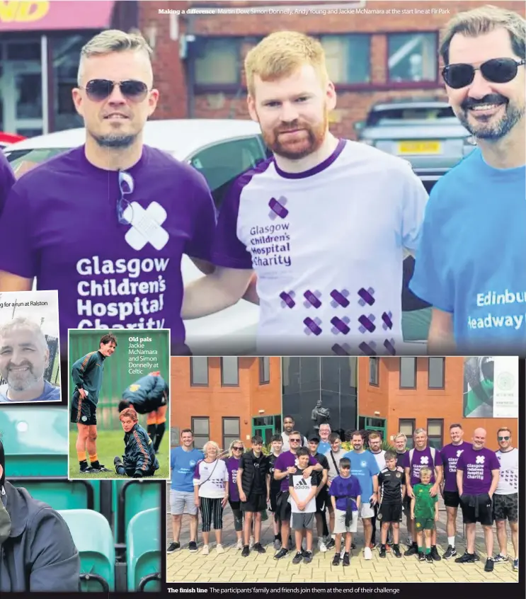  ?? Martin Dow, Simon Donnelly, Andy Young and Jackie McNamara at the start line at Fir Park ?? Making a difference