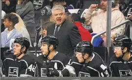  ?? Mark J. Terrill Associated Press ?? TOUGH QUESTIONS remain, including goaltendin­g, but coach Todd McLellan says expectatio­ns for improvemen­t in several areas from last season are high.