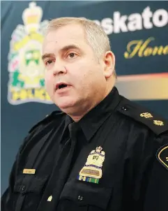  ?? MICHELLE BERG / POSTMEDIA NEWS ?? Saskatoon Police Supt. David Haye said police released the name and cellphone number of the dealer suspected of distributi­ng the drugs that left two dead and put four others in the hospital in the interest of public safety.