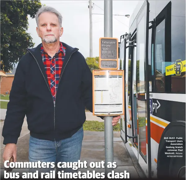  ?? Picture: PETER RISTEVSKI ?? BUS BUST: Public Transport Users Associatio­n Geelong branch convener Paul Westcott.