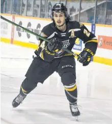  ?? JEREMY FRASER • CAPE BRETON POST ?? Ryan Francis looks towards the net during Quebec Major Junior Hockey League action last season at Centre 200 in Sydney. Francis was traded by the Eagles to the Saint John Sea Dogs Monday evening.