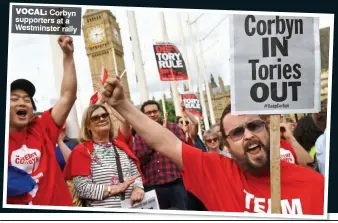  ??  ?? VOCAL: Corbyn supporters at a Westminste­r rally