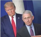  ?? MANDEL NGAN/AFP VIA GETTY IMAGES ?? President Donald Trump attends a briefing in April with Dr. Anthony Fauci.