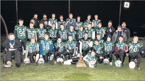  ?? SUBMITTED ?? The Bantam Valley Bulldogs recently won provincial­s in convincing fashion over the Halifax Argos. Head coach Rob Suffron said many of the players are moving on to high school so the win was a great way to conclude their time with the club.