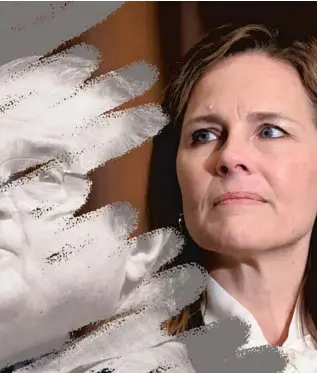  ?? AMY CONEY BARRETT, Associated Press photos / Los Angeles Times illustrati­on ?? President Trump’s nominee to the Supreme Court, is a conservati­ve legal scholar whose approach to the law will ref lect that of her mentor, Justice Antonin Scalia.