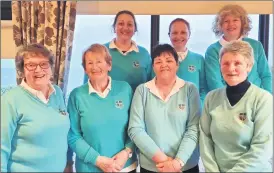  ?? ?? Jubilant ladies who helped secure a win against Youghal on Saturday in their first match in the Revive Active Fourball regional competitio­n. Back (l-r): Amy Edwards, Emma Comyn and Liz O’Brien. Front (l-r): Mary Lysaght, (team captain), Lourdes McCarthy, Eucharia Crowley and Bríd Quane.